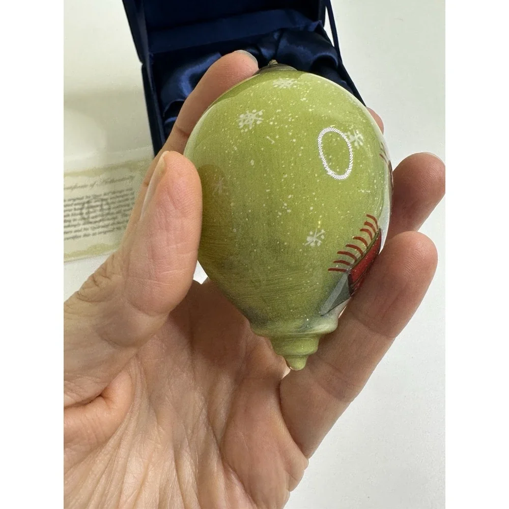 Ne'Qwa Art Hand painted Glass Christmas Ornament‎ Teardrop Snowman